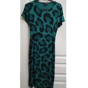 topshop green leopard print dress Gauze cape shawl TEAL main image 1